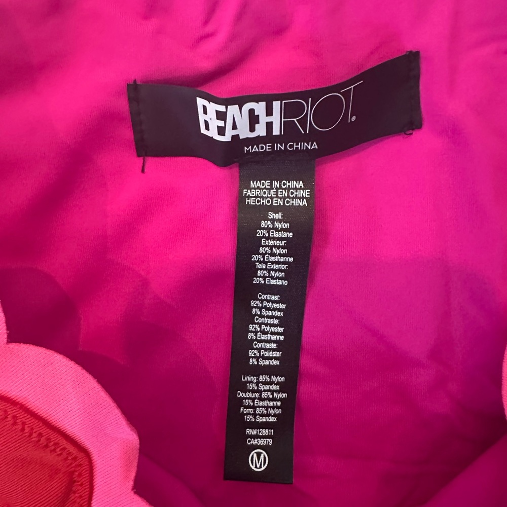 Beach Riot Marin - Vibrant Pink Bikini with Red Accents - Picture 2 of 6